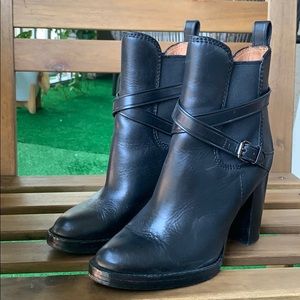 Coach Jackson black saddle vegan leather boots